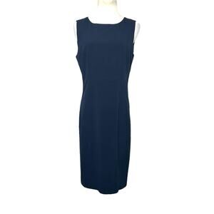 Tahari navy blue sleeveless sheath dress size 6